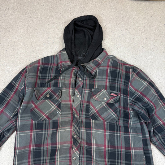 Dickies Flannel Hooded Work Jacket 2XL Black Grey