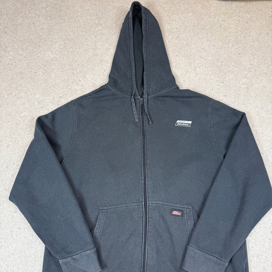 Dickies Hoodie 2XL Black Zip Up Embroidered Logo Hooded