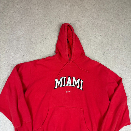 Nike Hoodie XL Red Colourway Miami Centre Swoosh Logo Y2K
