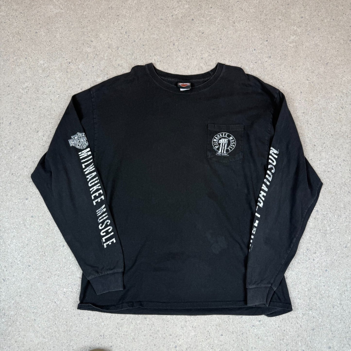 Harley Davidson Long Sleeve T Shirt XL Black Mexico Y2K