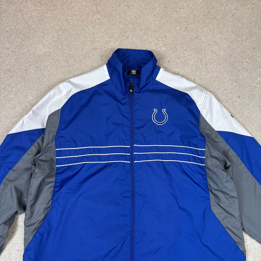 NFL Colts Windbreaker Jacket XL Blue Grey Embroidered Logo Zip Up