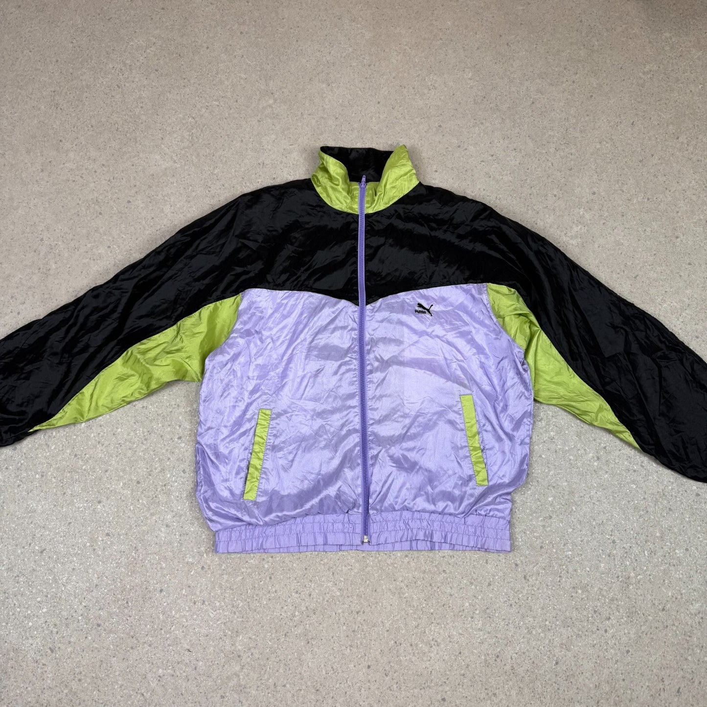 Puma Windbreaker Medium 90s Style Retro Embroidered Logo Cotton Lined