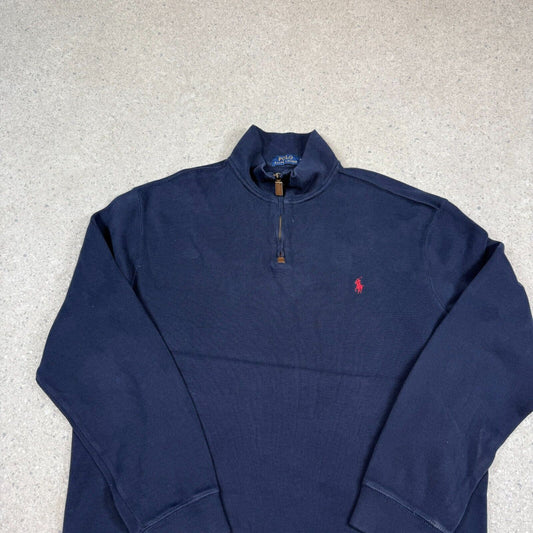 Polo Ralph Lauren 1/4 Zip Jumper XL Navy Colourway Cotton 90s