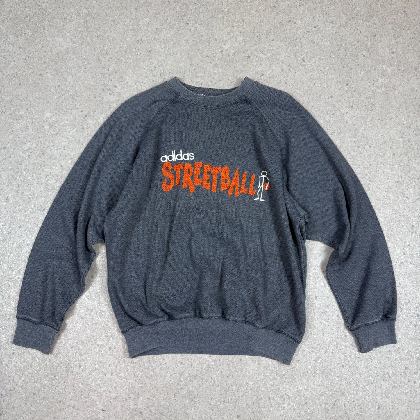 Adidas X Streetball RARE Small Grey Embroidered Spell Out Sweatshirt 90s