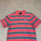 Nike Striped Polo Medium Red Grey Y2K Golf Short Sleeve