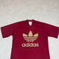 Adidas Burgundy T Shirt Large 90s Short Sleeve