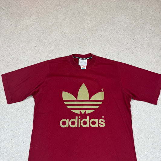 Adidas Burgundy T Shirt Large 90s Short Sleeve