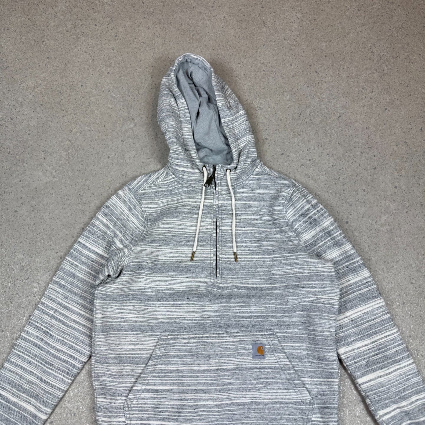 Carhartt Hoodie Small Grey / White Colourway Half Zip Embroidered Logo