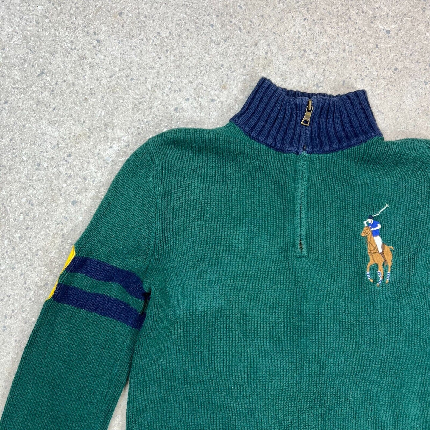 Ralph Lauren Womens Jumper Large Green 1/4 Zip Sweater Pullover Logo