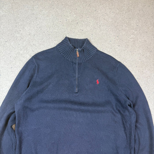 Ralph Lauren 1/4 Zip Jumper Large Navy Colourway Embroidered Logo
