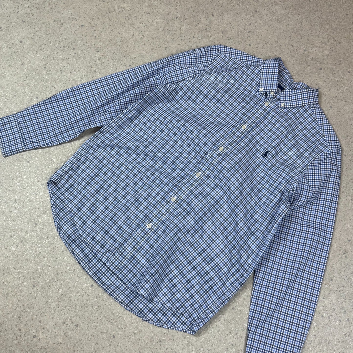 Ralph Lauren Shirt Small Embroidered Logo Blue Check