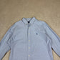 Ralph Lauren Shirt 16” Blue Check Embroidered Logo Button Down Long Sleeve