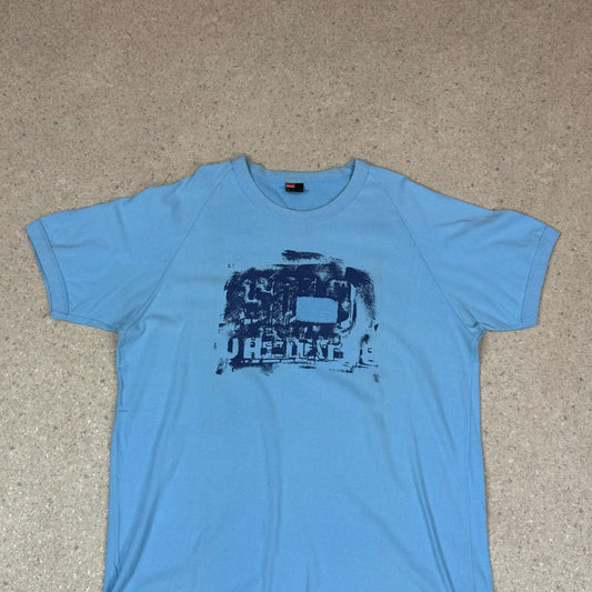 Diesel T Shirt L / XL Baby Blue Coloured Cool Graffiti Logo