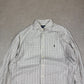 Ralph Lauren Shirt Large Classic Fit Cream Green Brown Check Long Sleeve