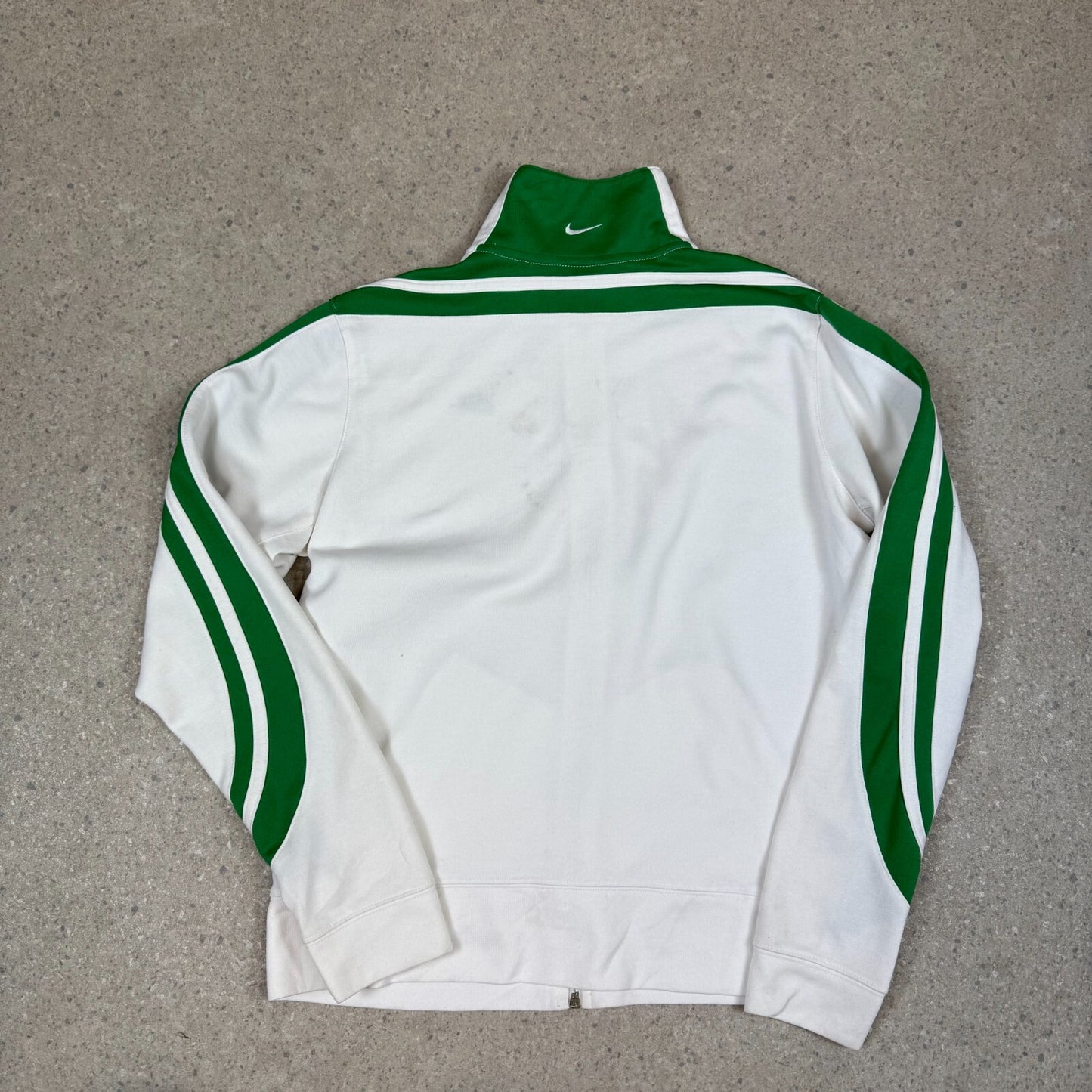Nike Track Top Small Y2K Silver Tag White Green Swoosh Zip Up