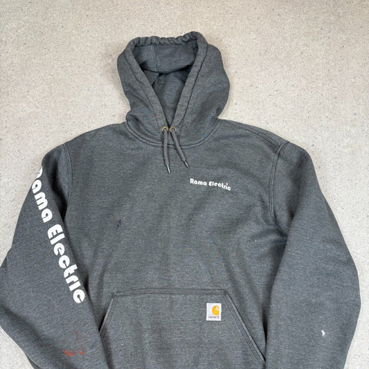 Carhartt Hoodie Medium Rain Defender Rama Electric Print Grey Heavyweight Hooded