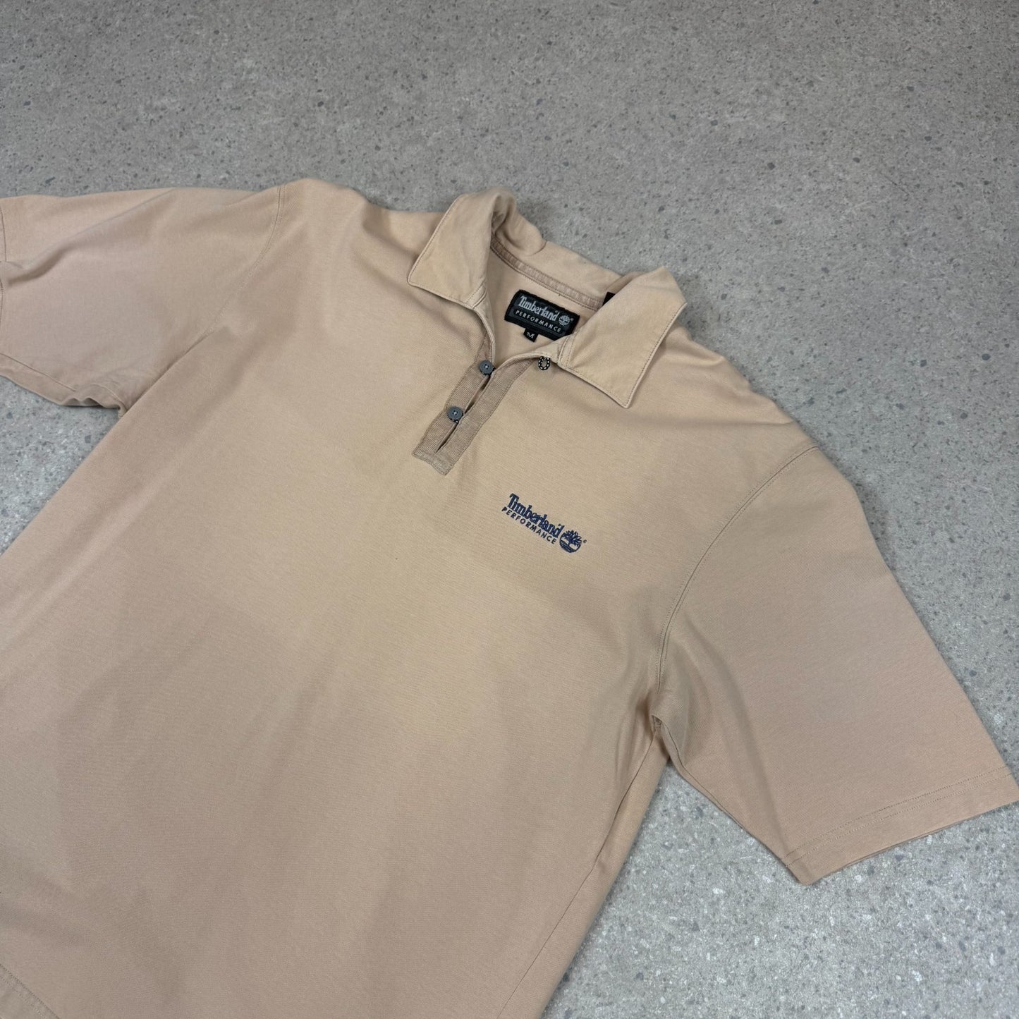 Timberland Polo Shirt Large Beige Colourway Embroidered Logo Short Sleeve