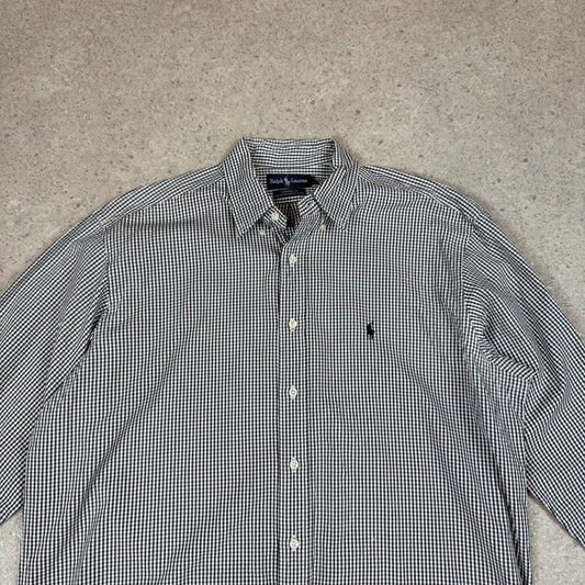 Ralph Lauren Shirt XL Check Black and White Embroidered Logo