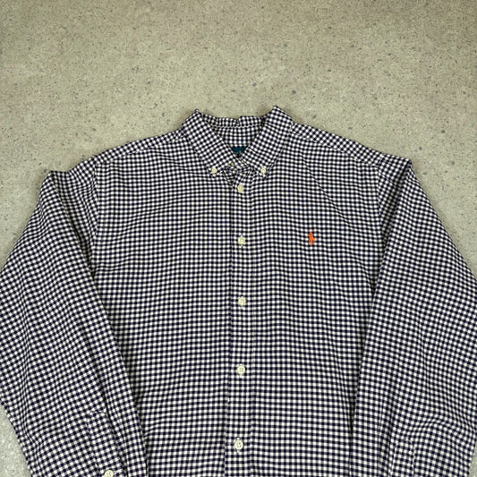 Ralph Lauren Shirt Medium Purple Check Colourway Embroidered Logo Long Sleeve