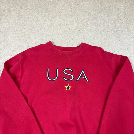 Nike USA Sweater Large Red Silver Tag Small Swoosh