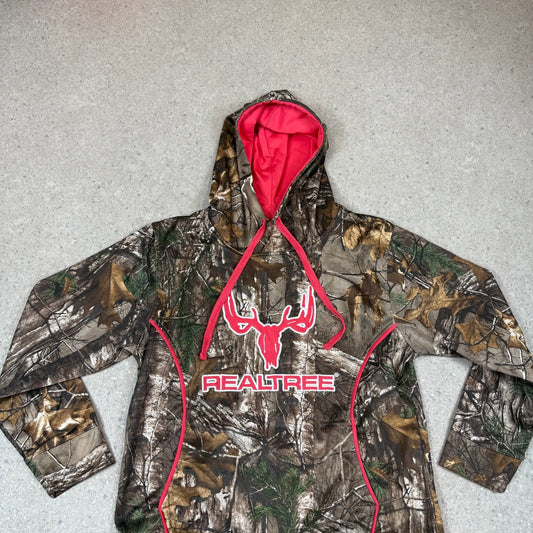 Real Tree Hoodie Small Pink Logo Lined Hooded