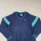Vintage 90s Adidas V Neck Sweater Large Navy Green
