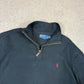 Ralph Lauren 1/4 Zip Jumper XL Black Colourway Embroidered Logo Cotton
