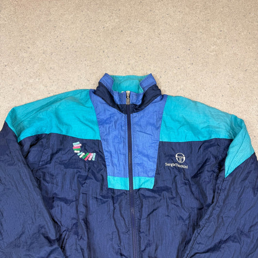 Sergio Tacchini Windbreaker Jacket Large 90s Embroidered Logo Full Zip