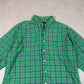 Ralph Lauren Shirt XL Green Check Cotton Embroidered Logo