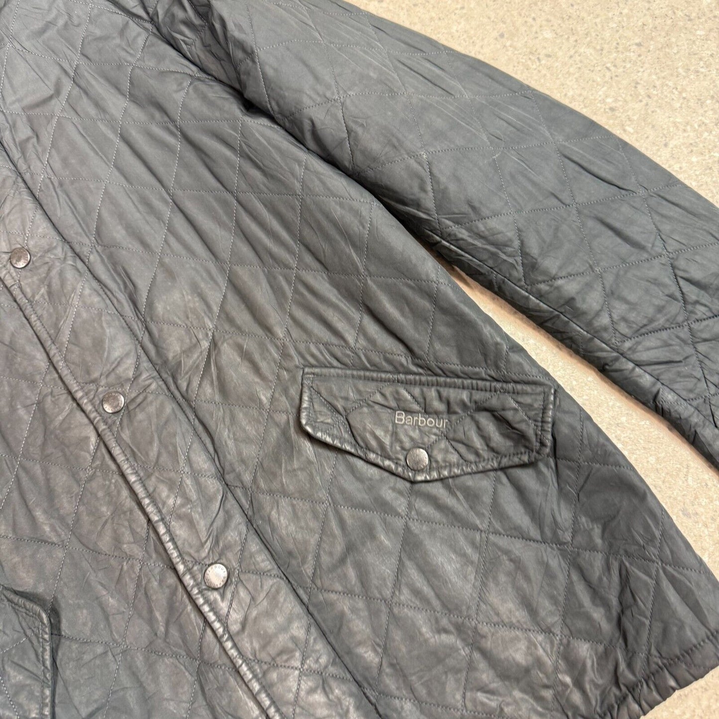 Barbour Jacket Medium Padded Black Jacket Embroidered Logo