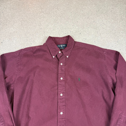 Ralph Lauren Shirt XL Burgundy Colourway Blare Embroidered Logo Cotton
