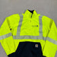 Vintage Carhartt Hi Vis Zip Up Large Green Black Jumper United USA