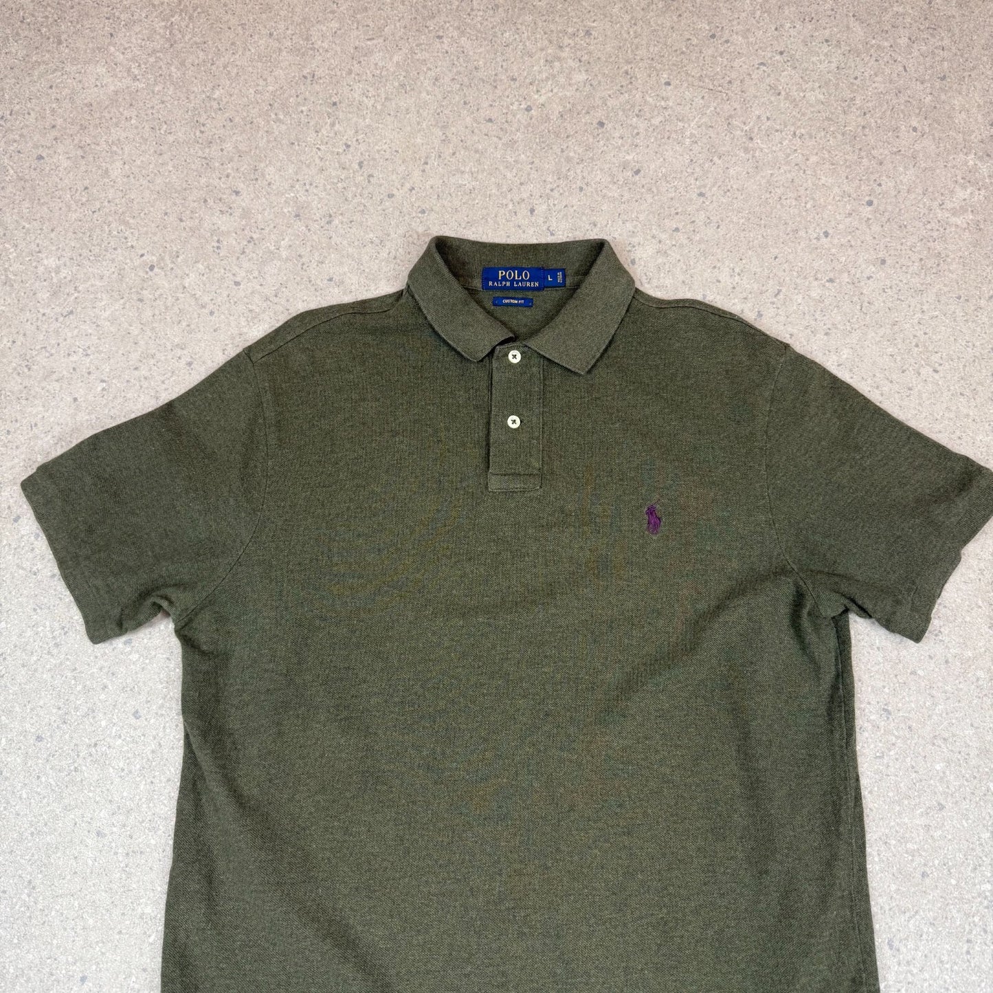 Ralph Lauren Polo Shirt Large Khaki Olive Embroidered Logo Short Sleeve