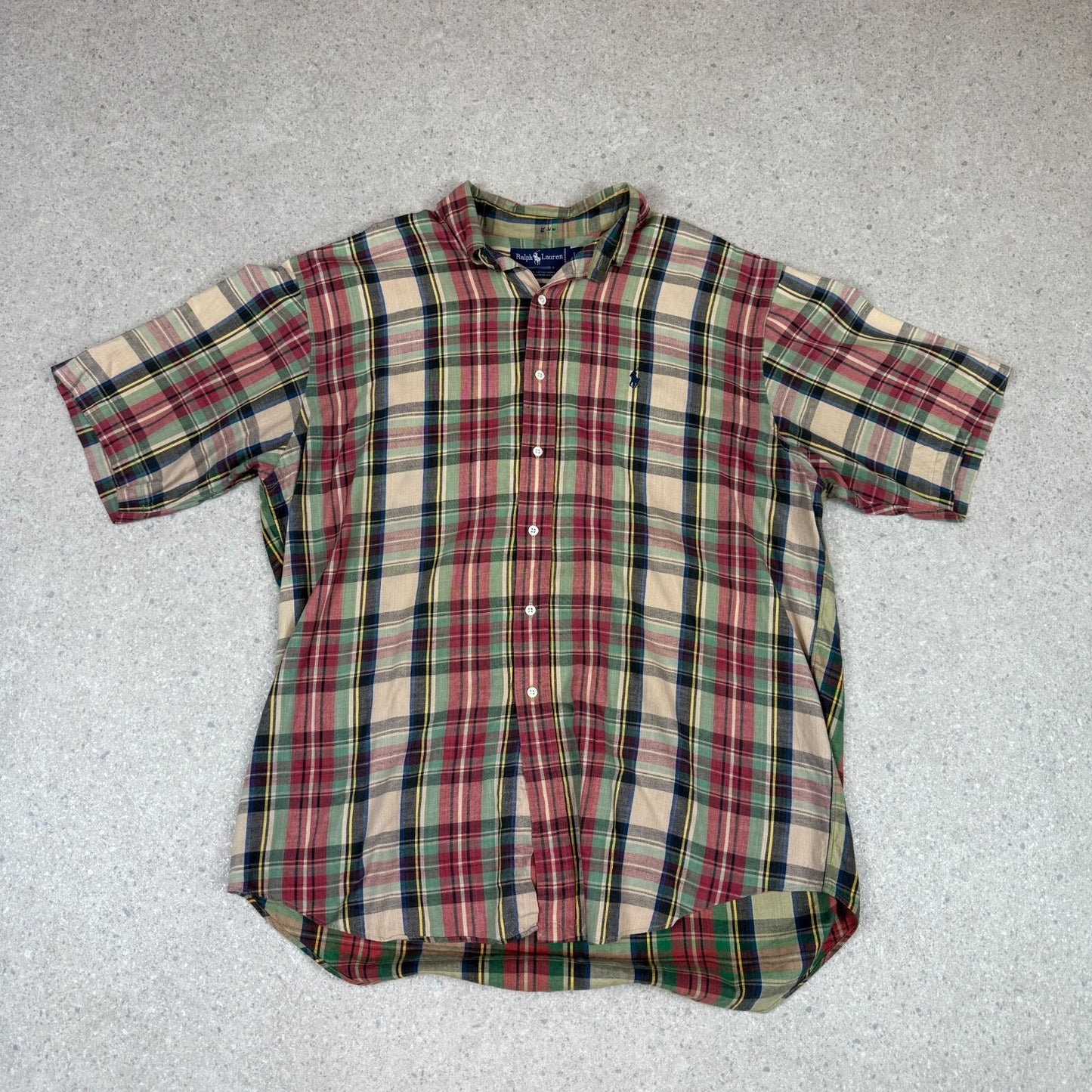 Ralph Lauren Short Sleeve Shirt Large Check Embroidered Logo Short Sleeve