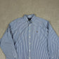 Ralph Lauren Yarmouth Shirt Large Blue White Striped Embroidered Logo