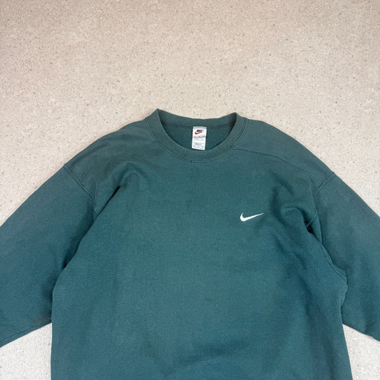 Nike Sweater 2XL Green 90s Made in USA Small Swoosh