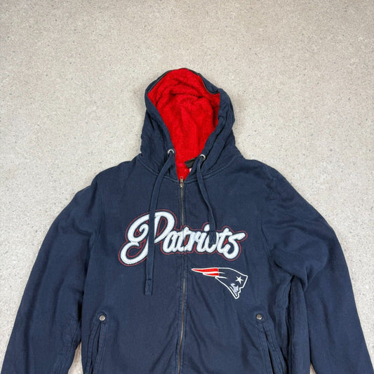 New England Patriots NFL Hoodie Small Sherpa Lined Hooded Embroidered Patriotic