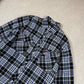 Dickies Flannel Jacket Medium Black White Padded Lined Embroidered Logo