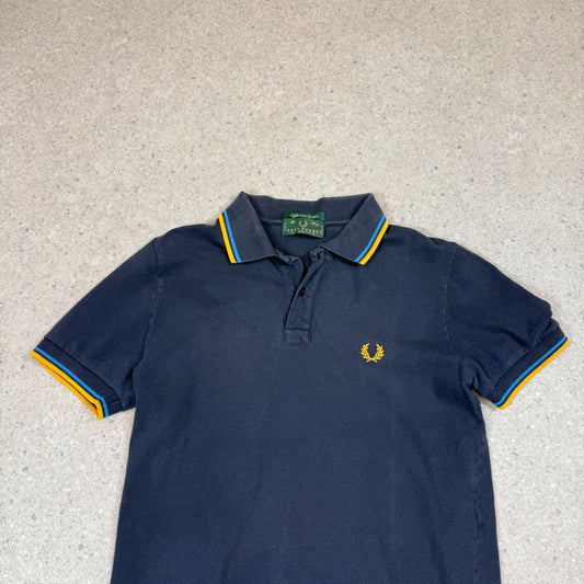 Fred Perry Polo Small Navy Colourway Embroidered Logo Blue Orange