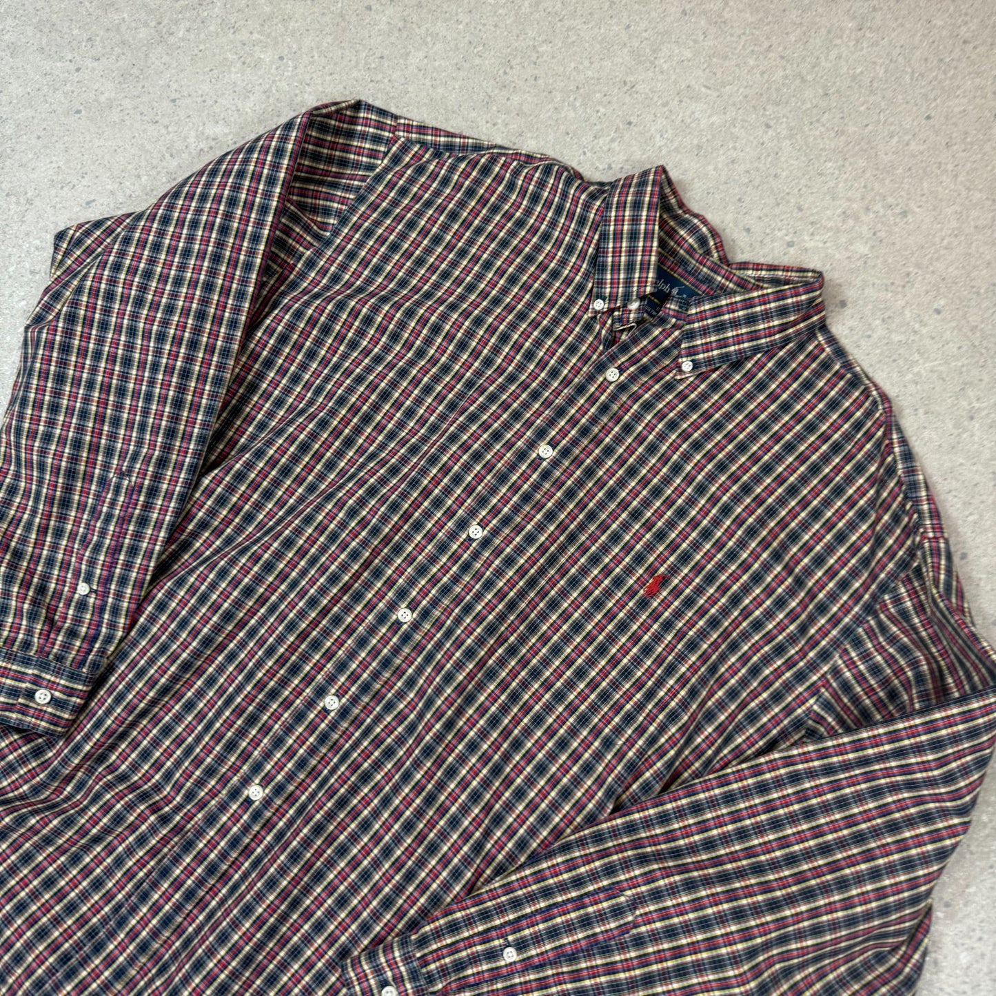 Ralph Lauren Check Shirt 2XL Blake Fit Embroidered Logo Red Navy