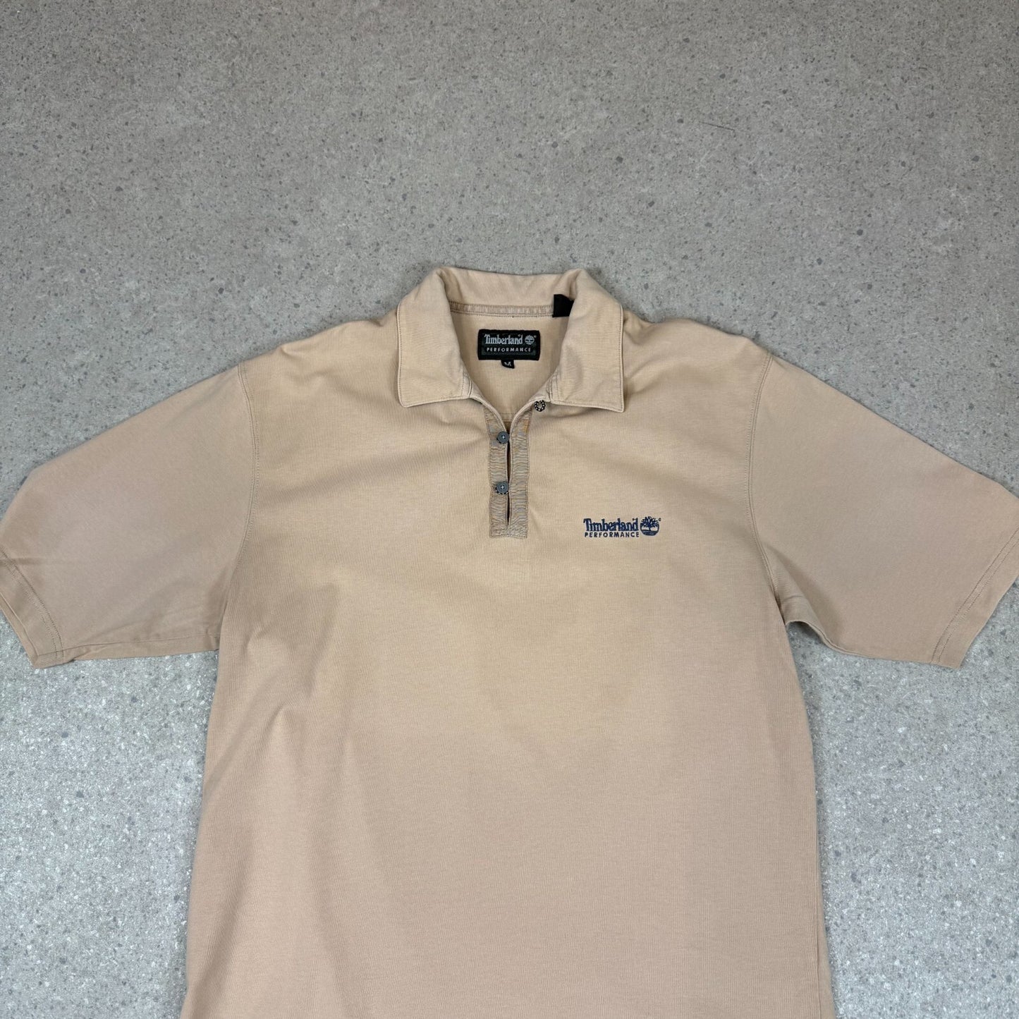 Timberland Polo Shirt Large Beige Colourway Embroidered Logo Short Sleeve