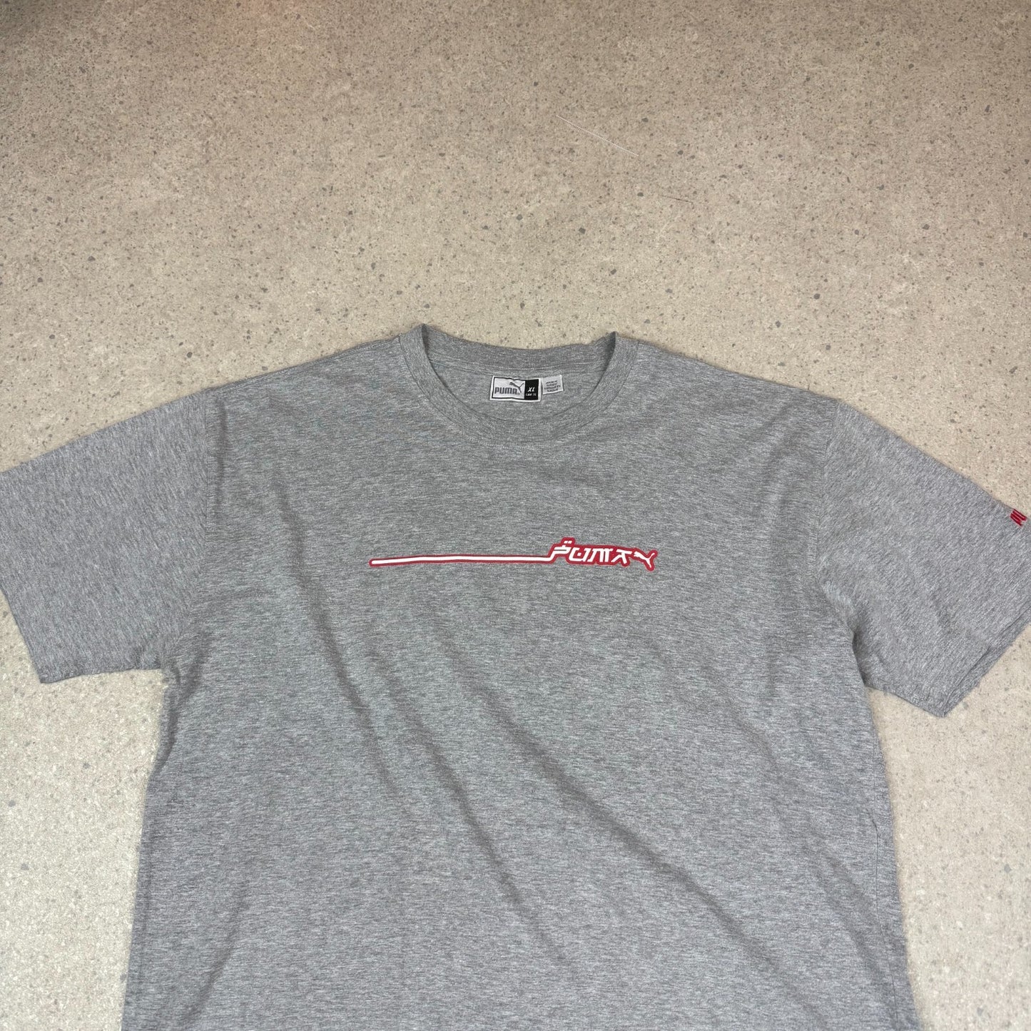 Puma T Shirt XL Grey Embroidered Logo Y2K Oversized Fit Short Sleeve