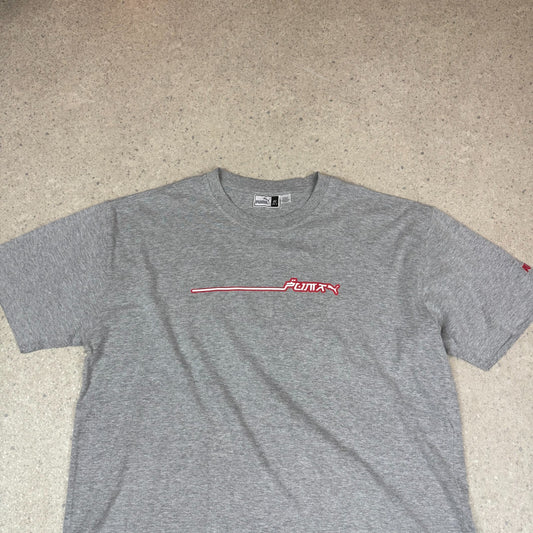 Puma T Shirt XL Grey Embroidered Logo Y2K Oversized Fit Short Sleeve
