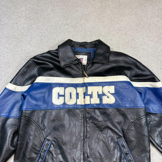 Colts Leather Varsity Jacket Large Black