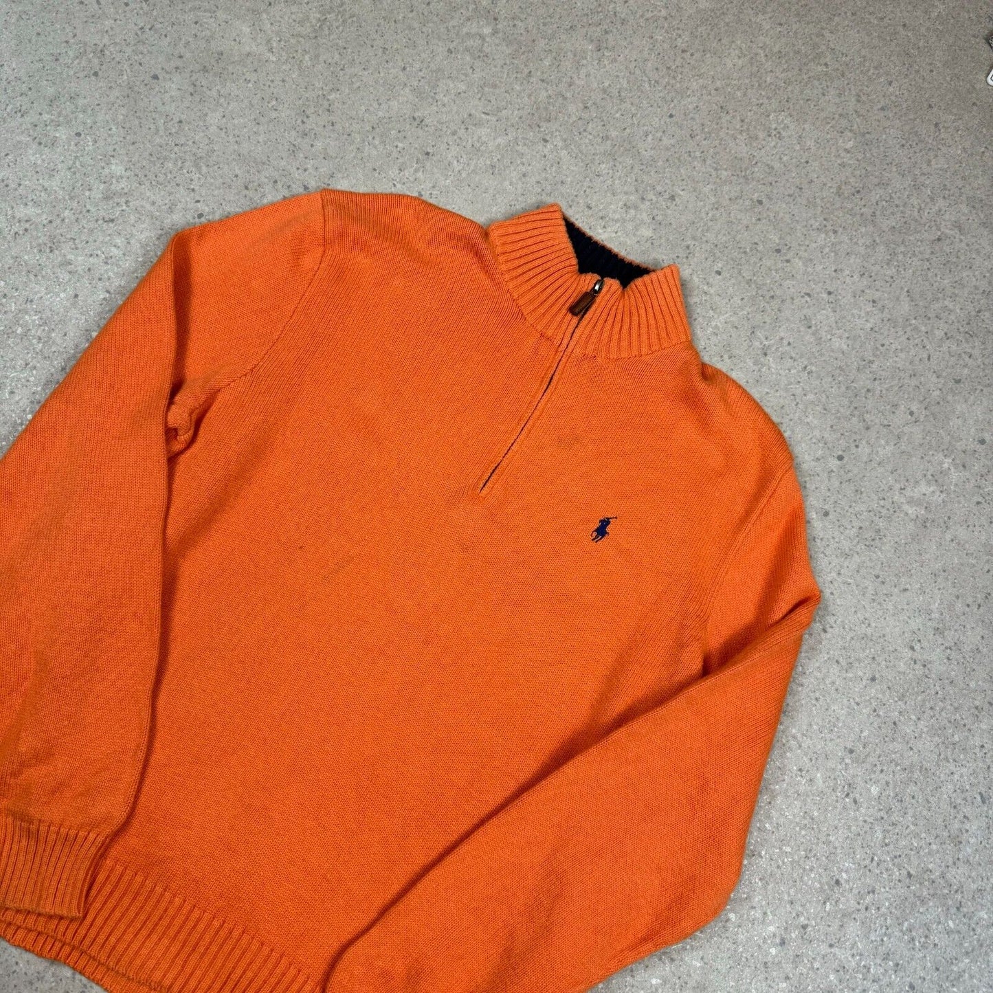 Polo Ralph Lauren 1/4 Zip Jumper XL Orange Cotton