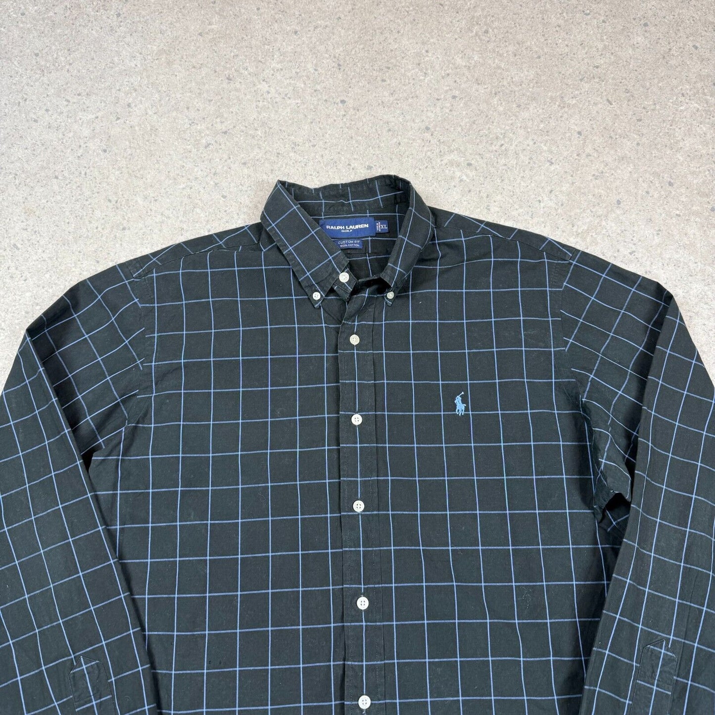 Ralph Lauren Golf Check Shirt XL Black Blue