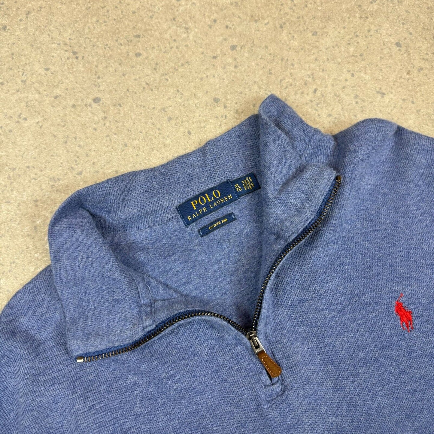 Polo Ralph 1/4 Zip Jumper XL Blue Colourway Estate Rib