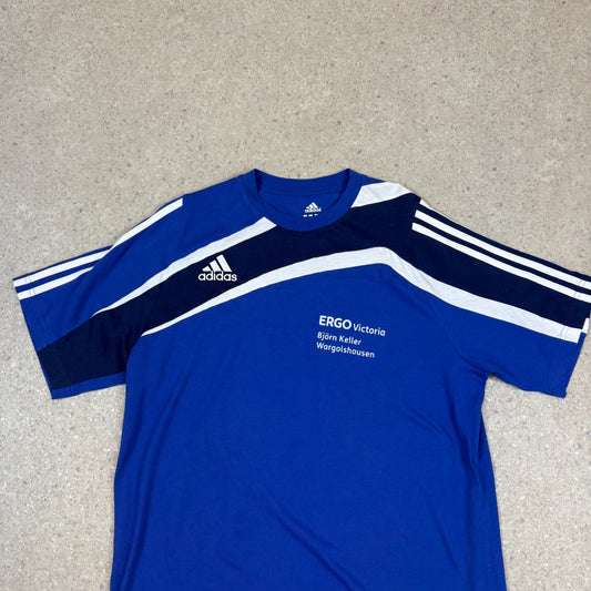 Vintage Adidas T Shirt Medium Blue Early 2000s German Short Sleeve