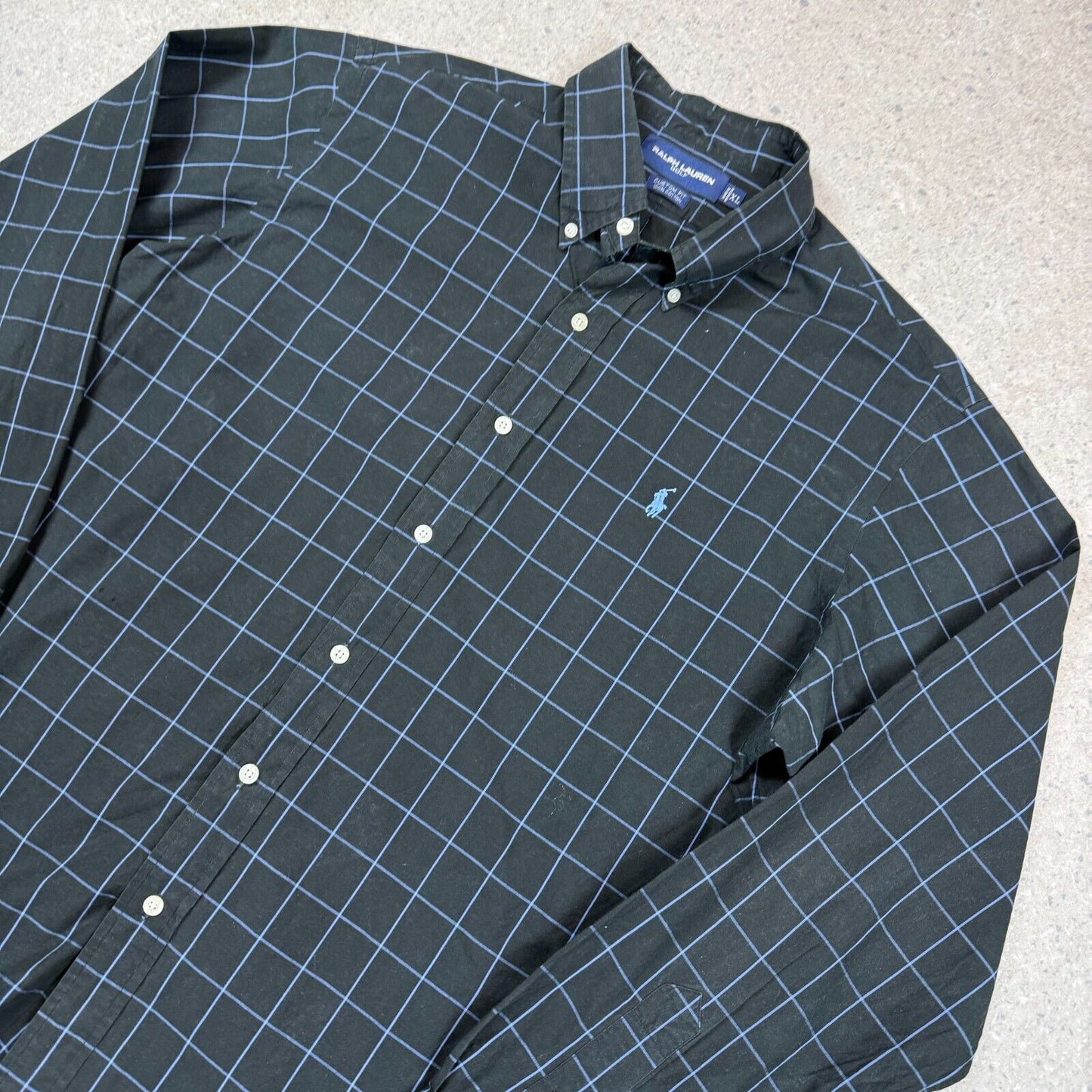 Ralph Lauren Golf Check Shirt XL Black Blue