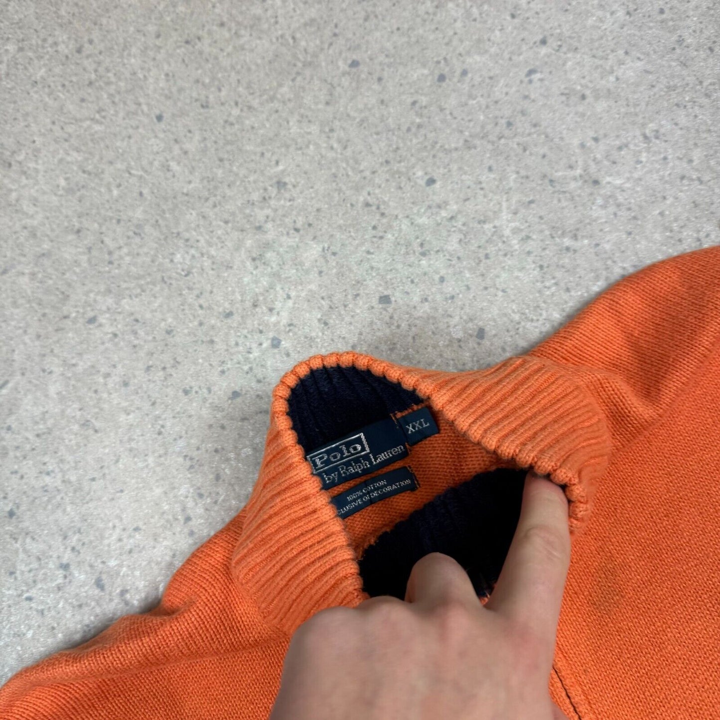 Polo Ralph Lauren 1/4 Zip Jumper XL Orange Cotton